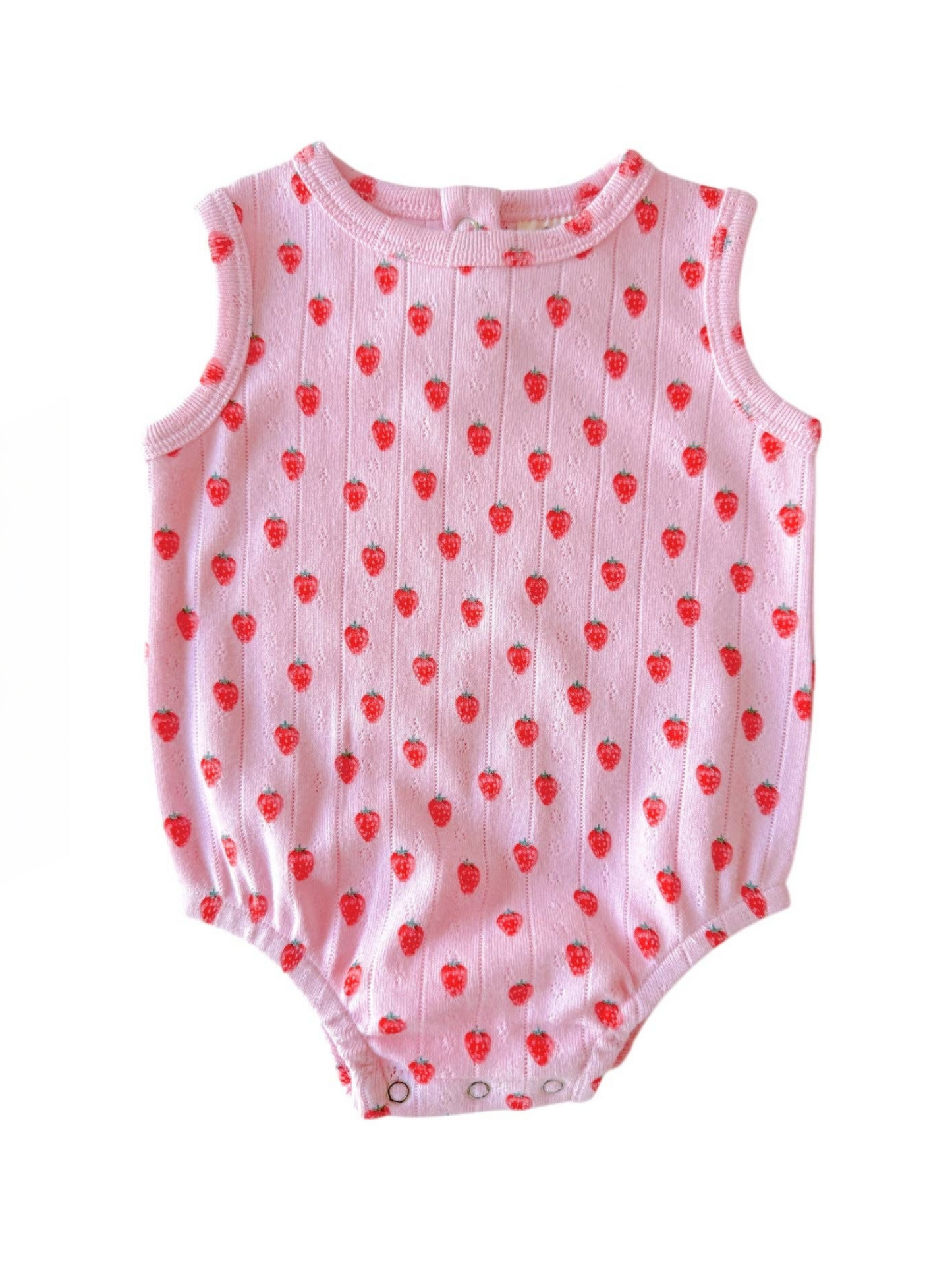 Organic Pointelle Bubble, Strawberries