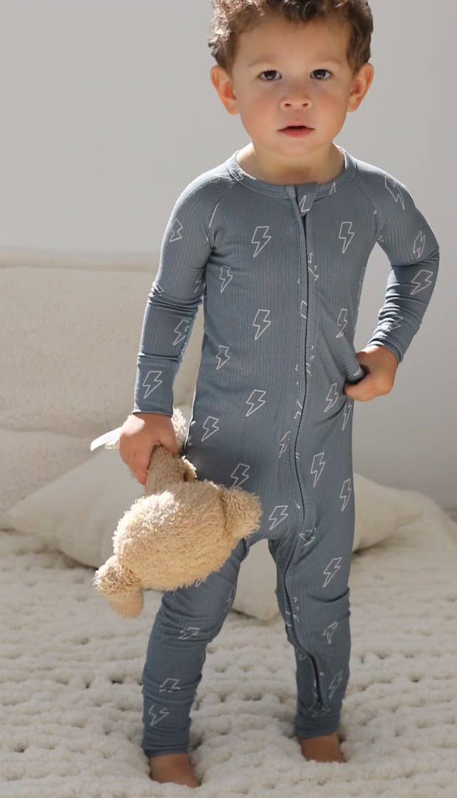 Bamboo Fold Over Sleeper, Blue Bolts