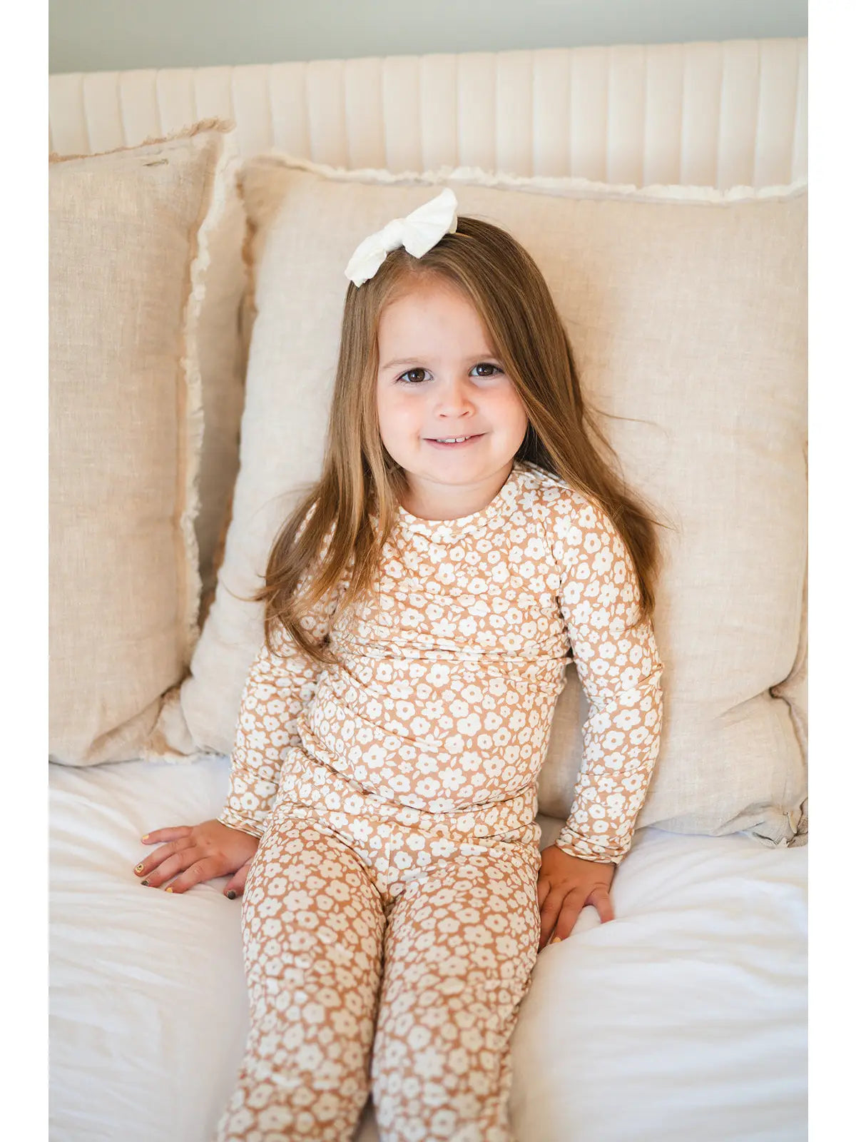 Bamboo Pajama Set, Mocha Daisy