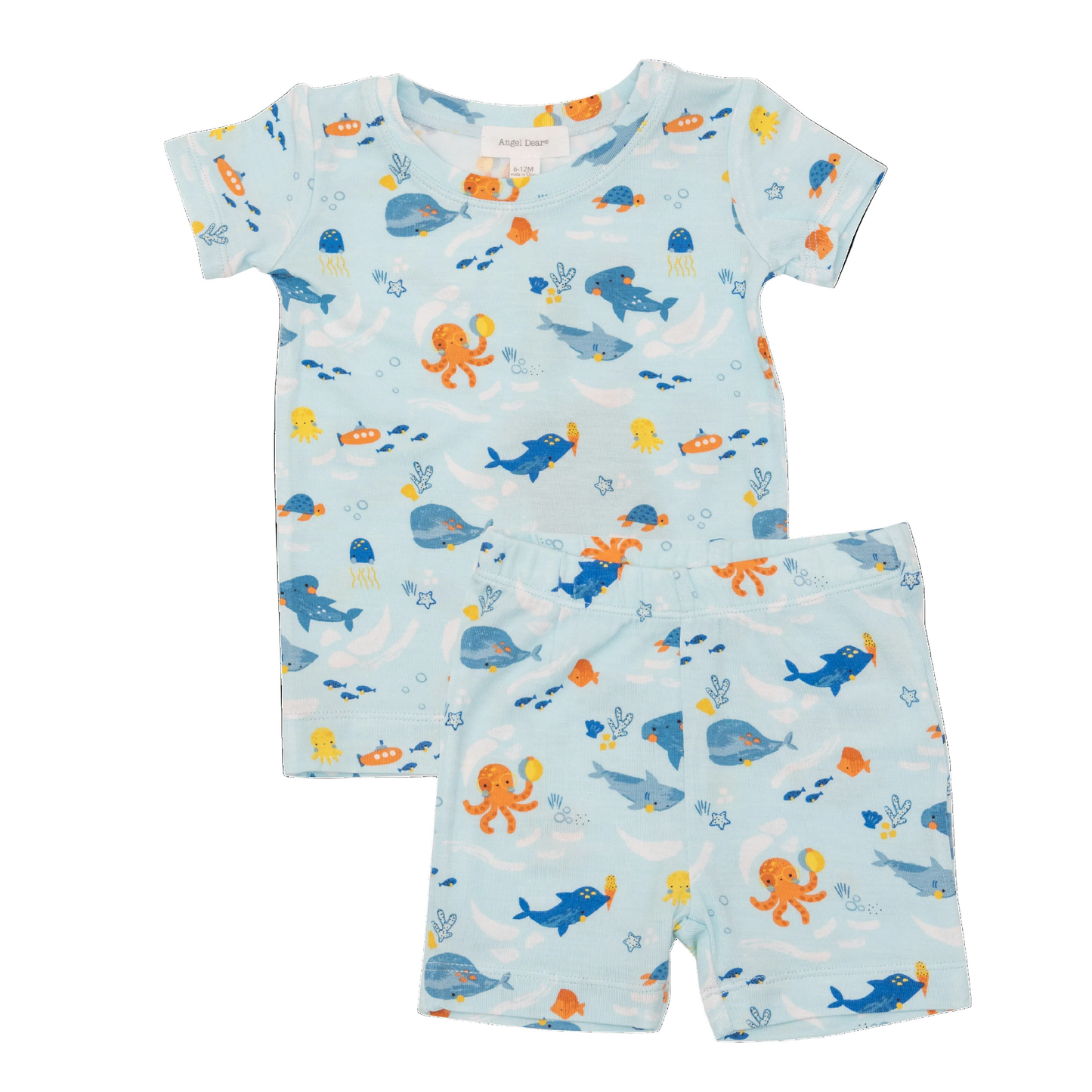 Bamboo Loungewear Short Set, Playful Sealife
