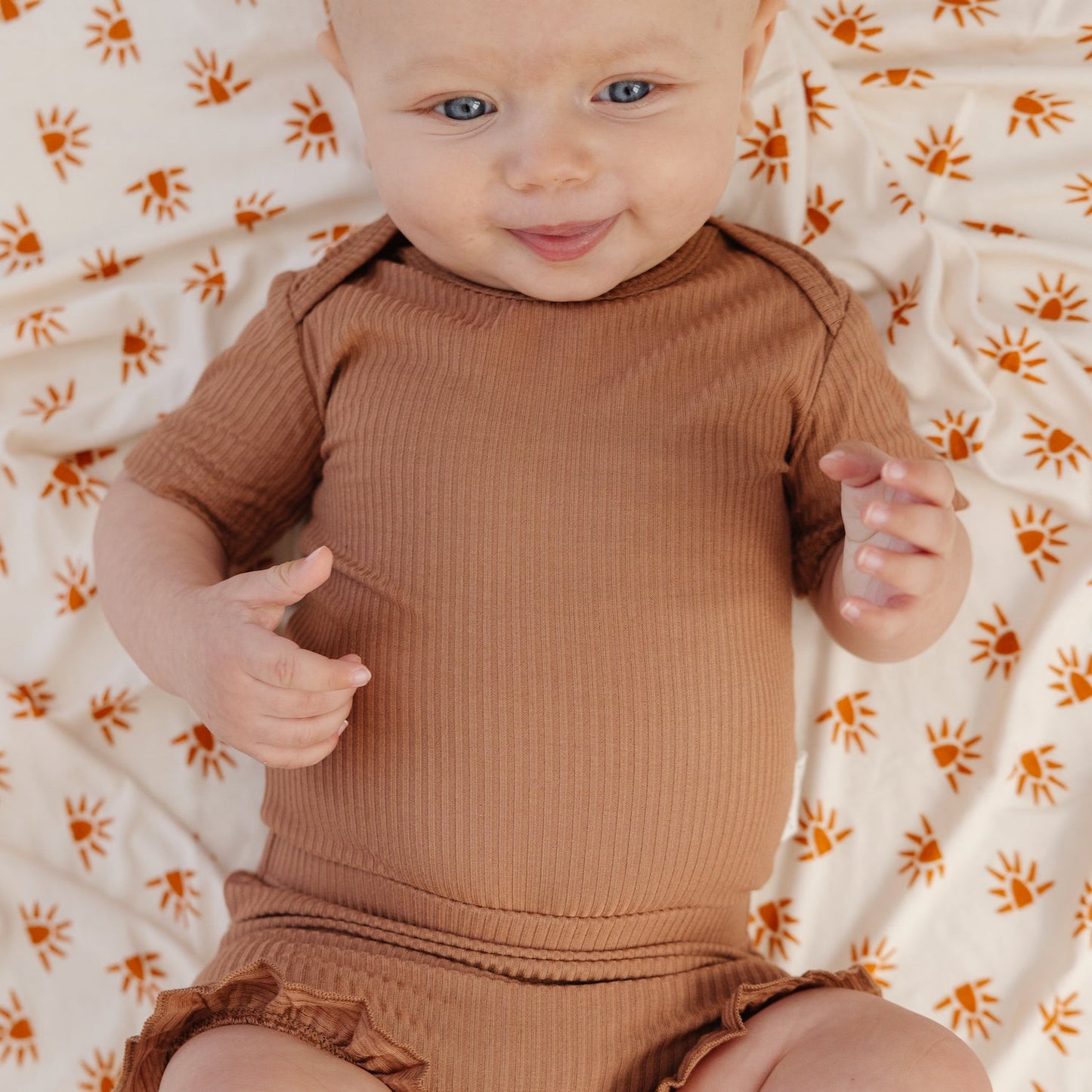Ribbed Bamboo Onesie, Caramel