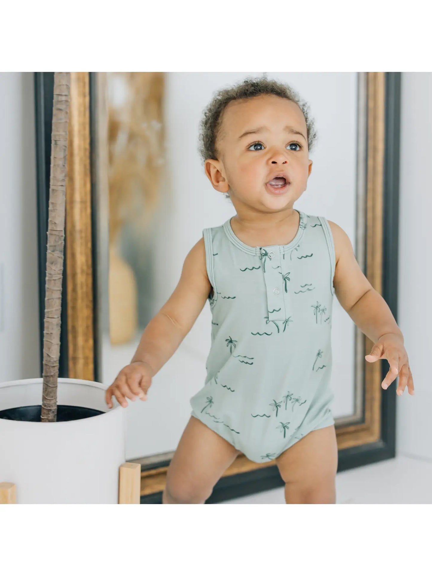 Bamboo Tank Romper - Palms