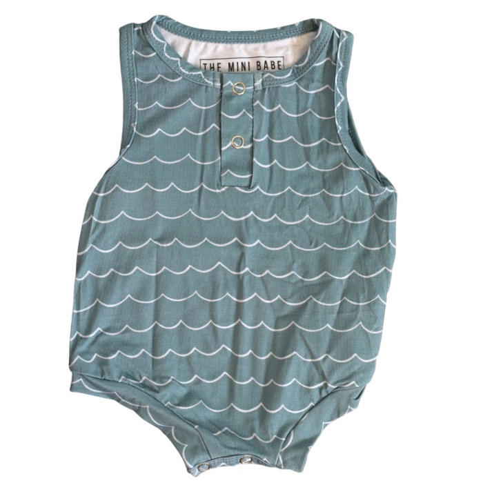 Bamboo Tank Romper - Waves