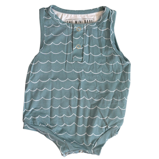 Bamboo Tank Romper - Waves