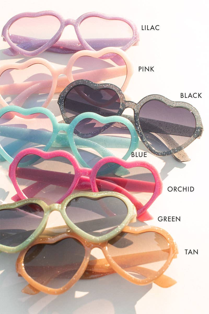 Kids/Toddler Glitter Jelly Heart Sunglasses