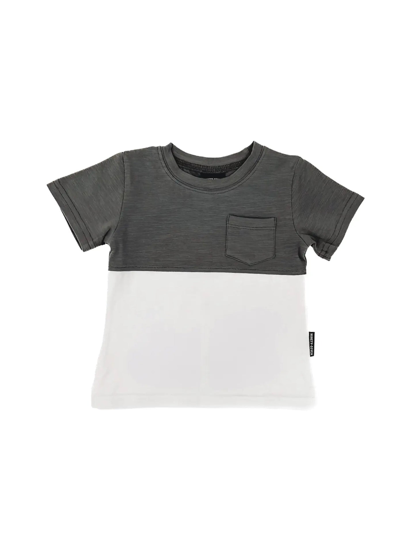 Color Block Pocket T-shirt, Charcoal