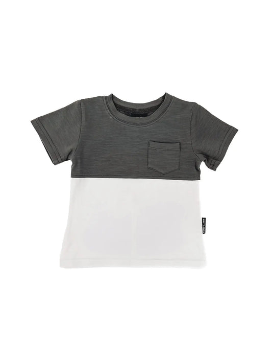 Color Block Pocket T-shirt, Charcoal