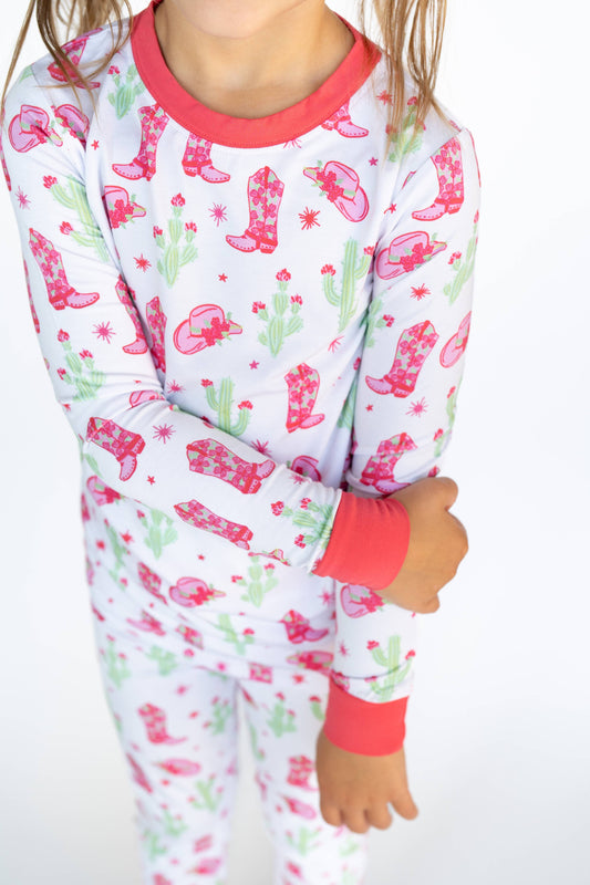 Bamboo Sleeper Set, Pink Cactus Cowgirl
