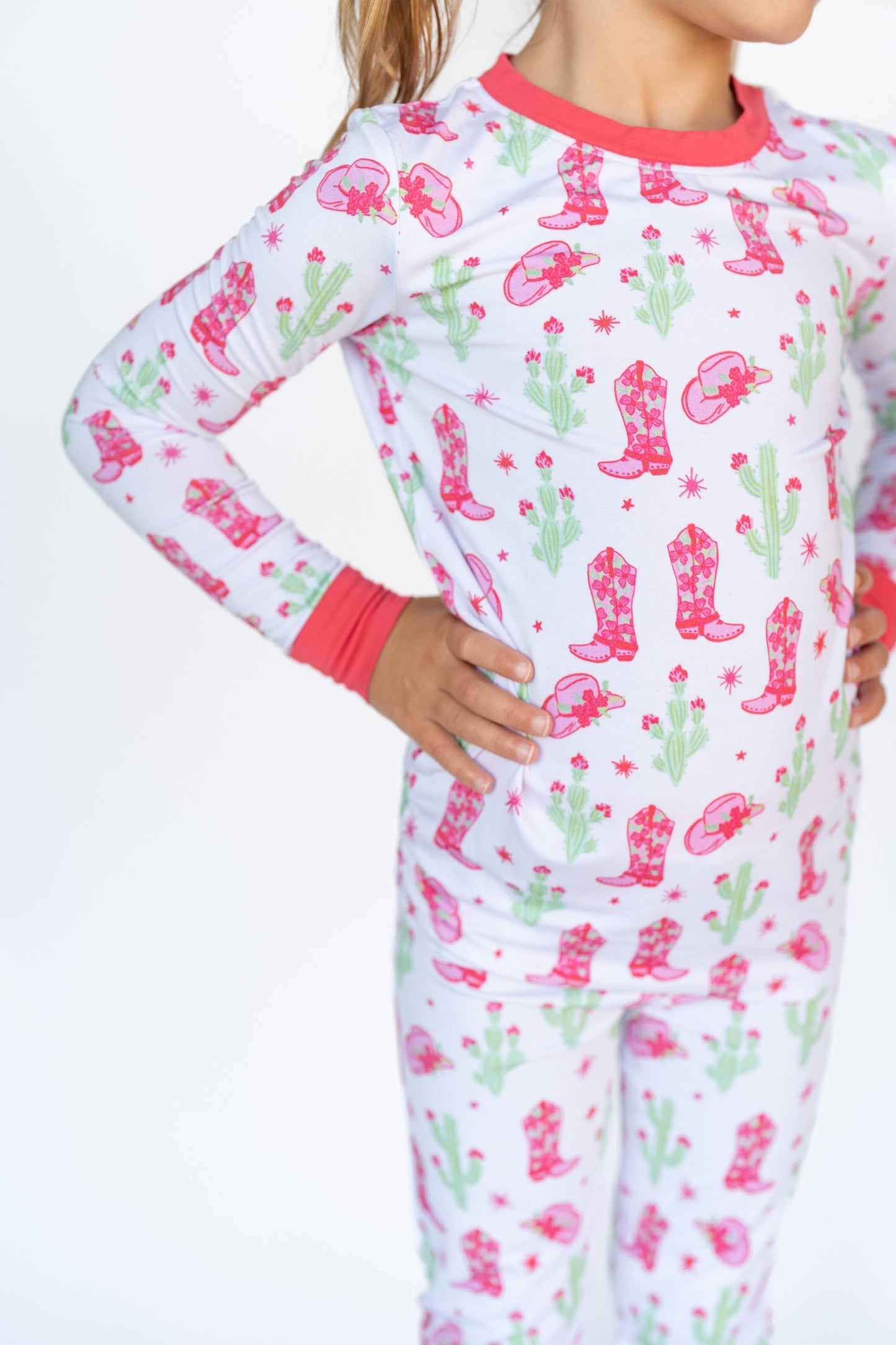 Bamboo Sleeper Set, Pink Cactus Cowgirl