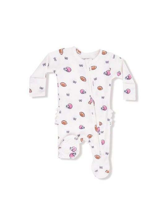 Waffle Footed Sleeper, Football and Bows