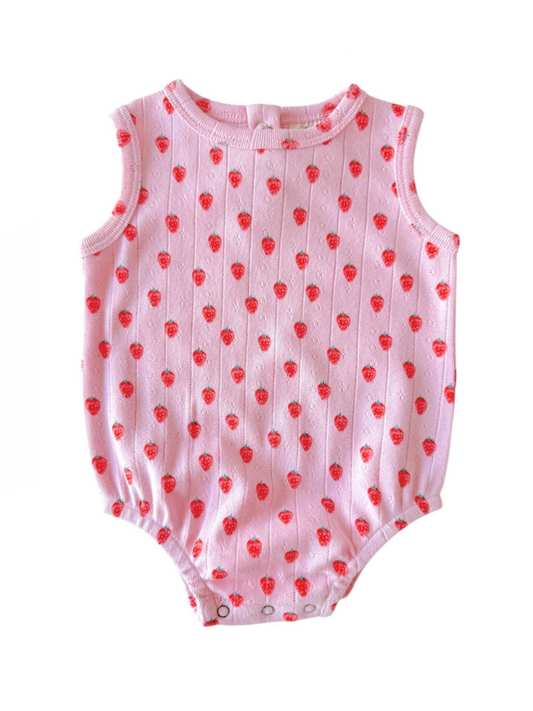 Organic Pointelle Bubble, Strawberries