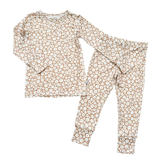 Bamboo Pajama Set, Mocha Daisy