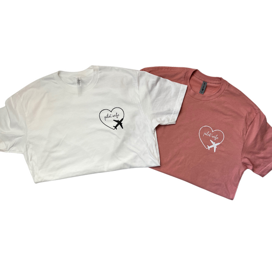 Pilot Wife Heart Adult Tee (1 week turnaround time)