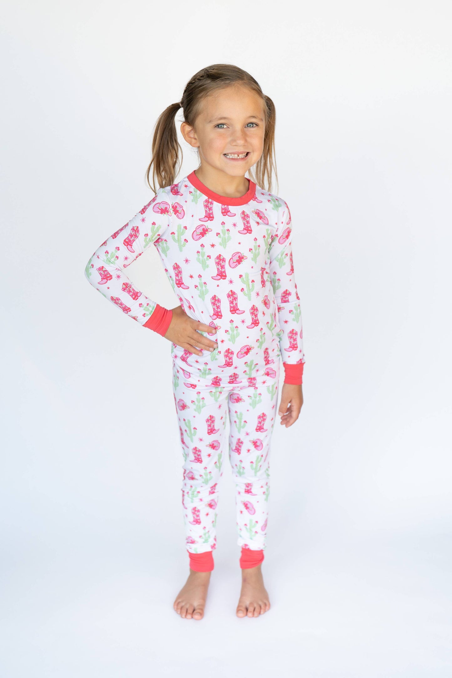 Bamboo Sleeper Set, Pink Cactus Cowgirl