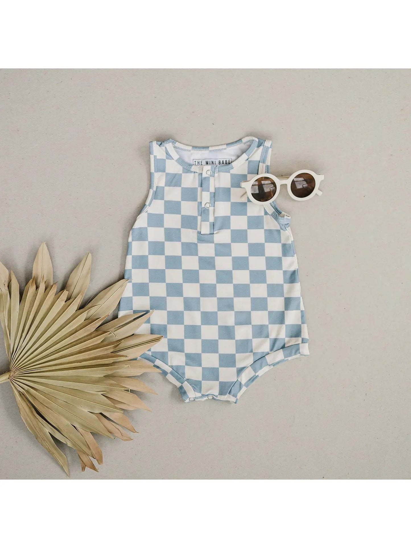 Bamboo Tank Romper - Blue Checks