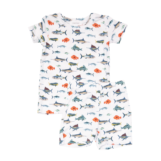 Bamboo Loungewear Short Set, Tropical Fish