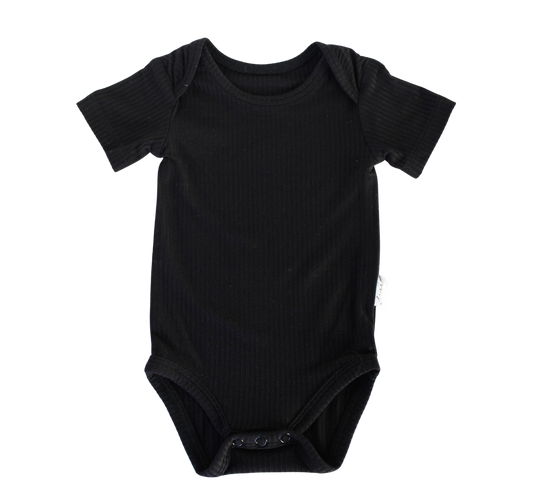 Ribbed Bamboo Onesie, Black