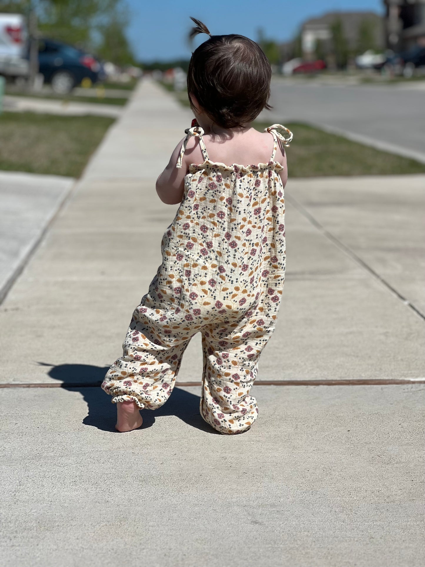 Pink Floral Muslin Jumpsuit