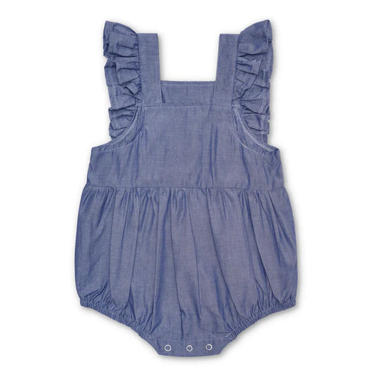 Chambray Flutter Sleeve Romper