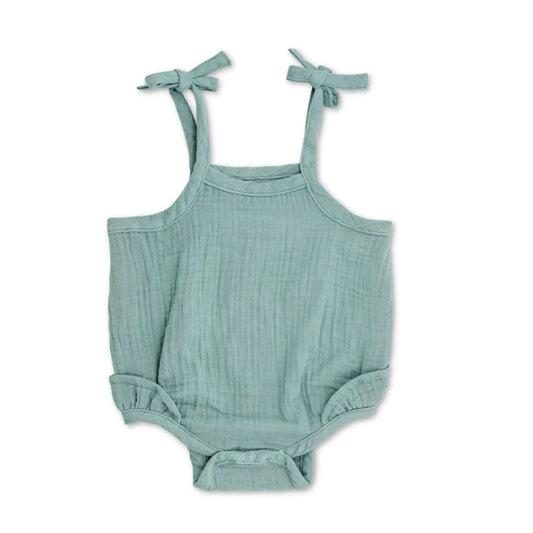 Teal Muslin Tie Romper